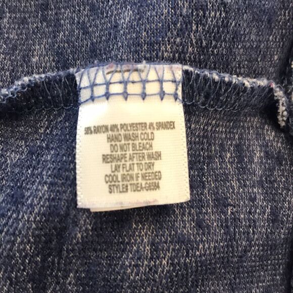 Color Thread, Woman's Long-Sl Tunic w Asymmetrical Bottom, Heathered Blue, SM - Picture 10 of 10